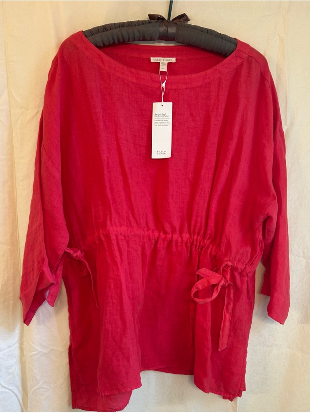 Eileen Fisher garment-Dyed Handkerchief Linen Drawstring Top - Picture 4 of 7
